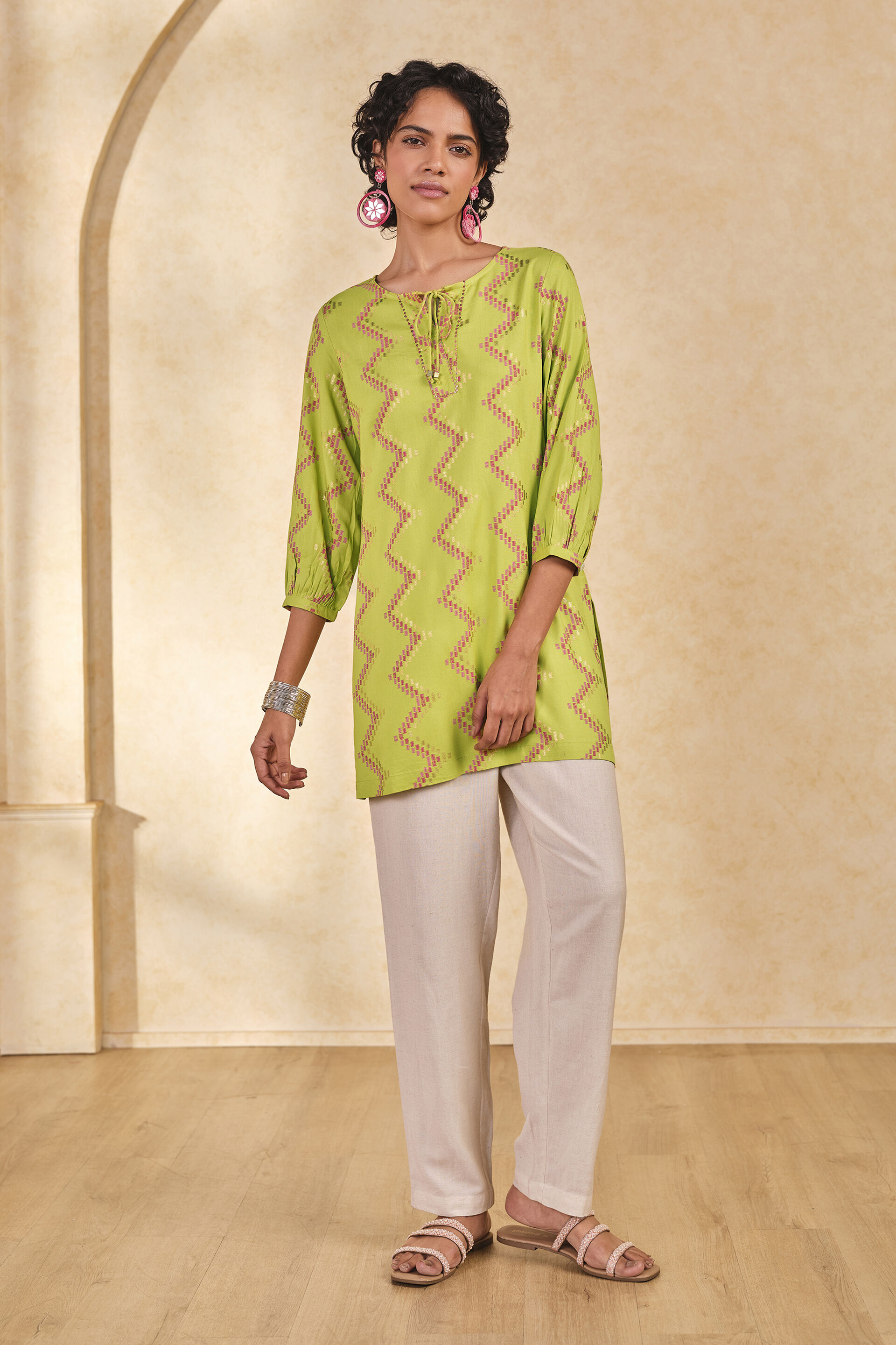 Lime Chevron Print Tunic, Lime, image 3